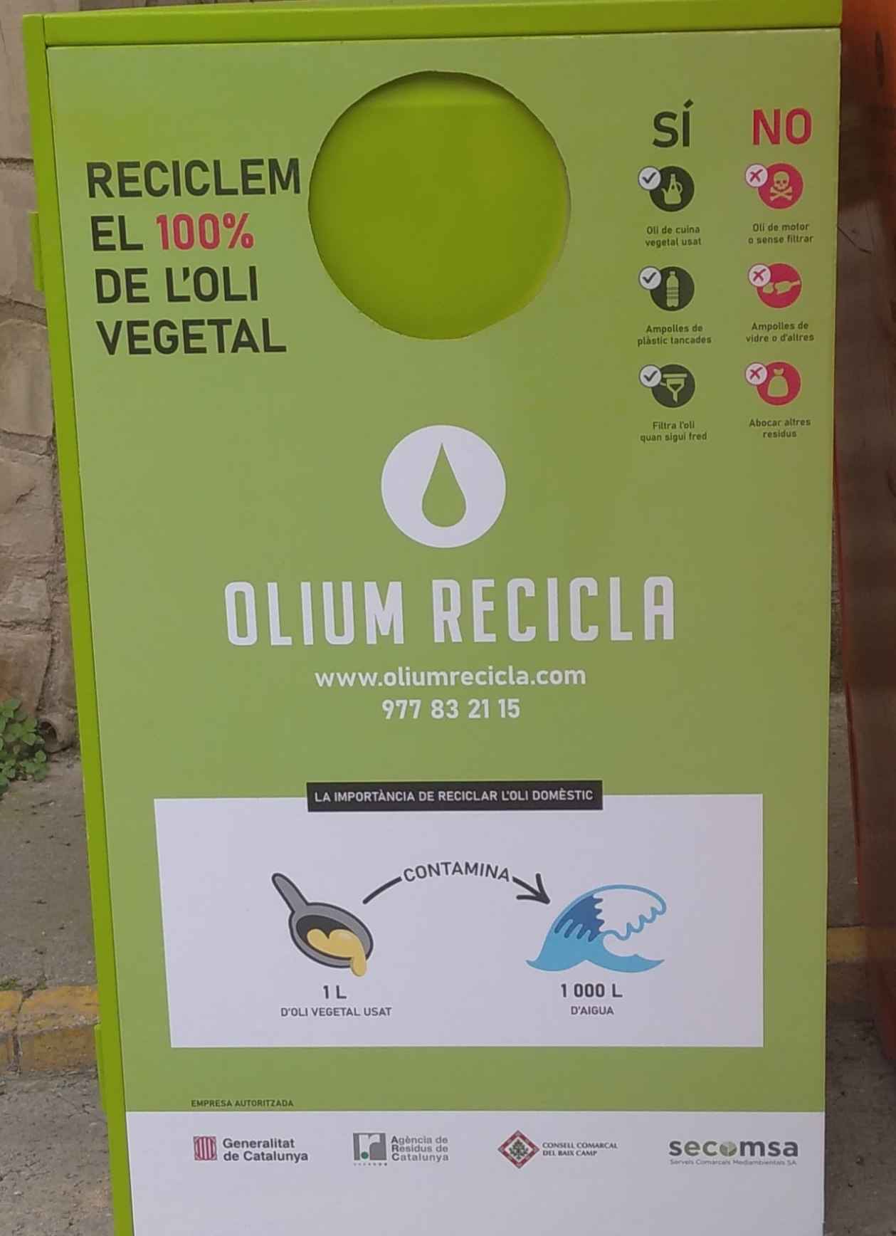 Millorem el procés de reciclatge amb un contenidor per l’oli vegetal